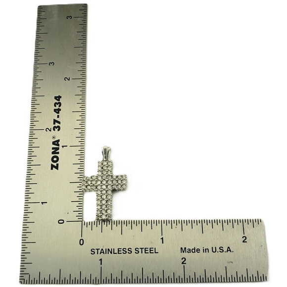14 Karat White Gold Diamond Cross Pendant #20758 - Picture 6 of 8